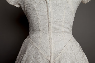 HVB original vintage 1950s lace wedding dresses - pretty knee-length lace dress, price £975