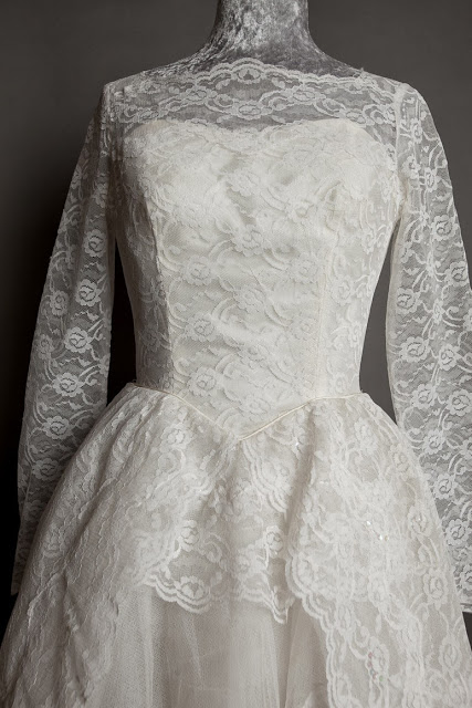 HVB vintage 1950s lace wedding dresses - 'cupcake' wedding dress, priced £950 