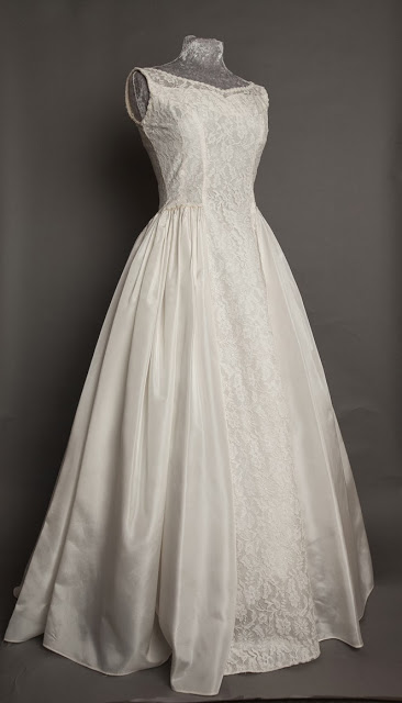 HVB 1950s wedding dresses - Full length Emma Domb 1950s lace and satin wedding dress, priced £995 