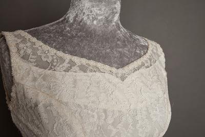 HVB 1950s wedding dresses - Full length Emma Domb 1950s lace and satin wedding dress, priced £995 