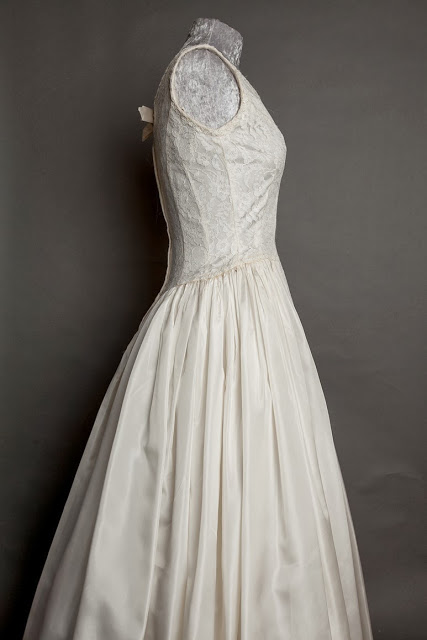 HVB 1950s wedding dresses - Full length Emma Domb 1950s lace and satin wedding dress, priced £995 