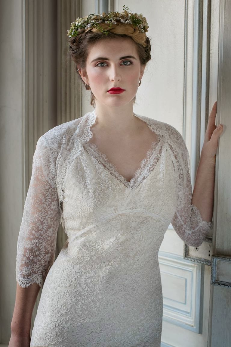 Vintage lace wedding dress cover-up, COLETTE from the Heavenly Collection
