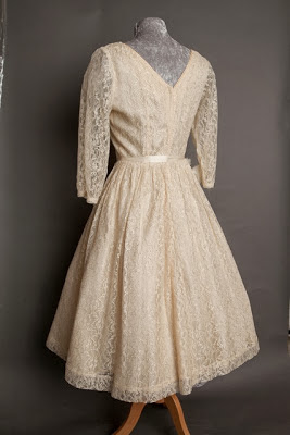 A guide to vintage lace wedding dresses, c Heavenly Vintage Brides, rear view of 1950s wedding dress